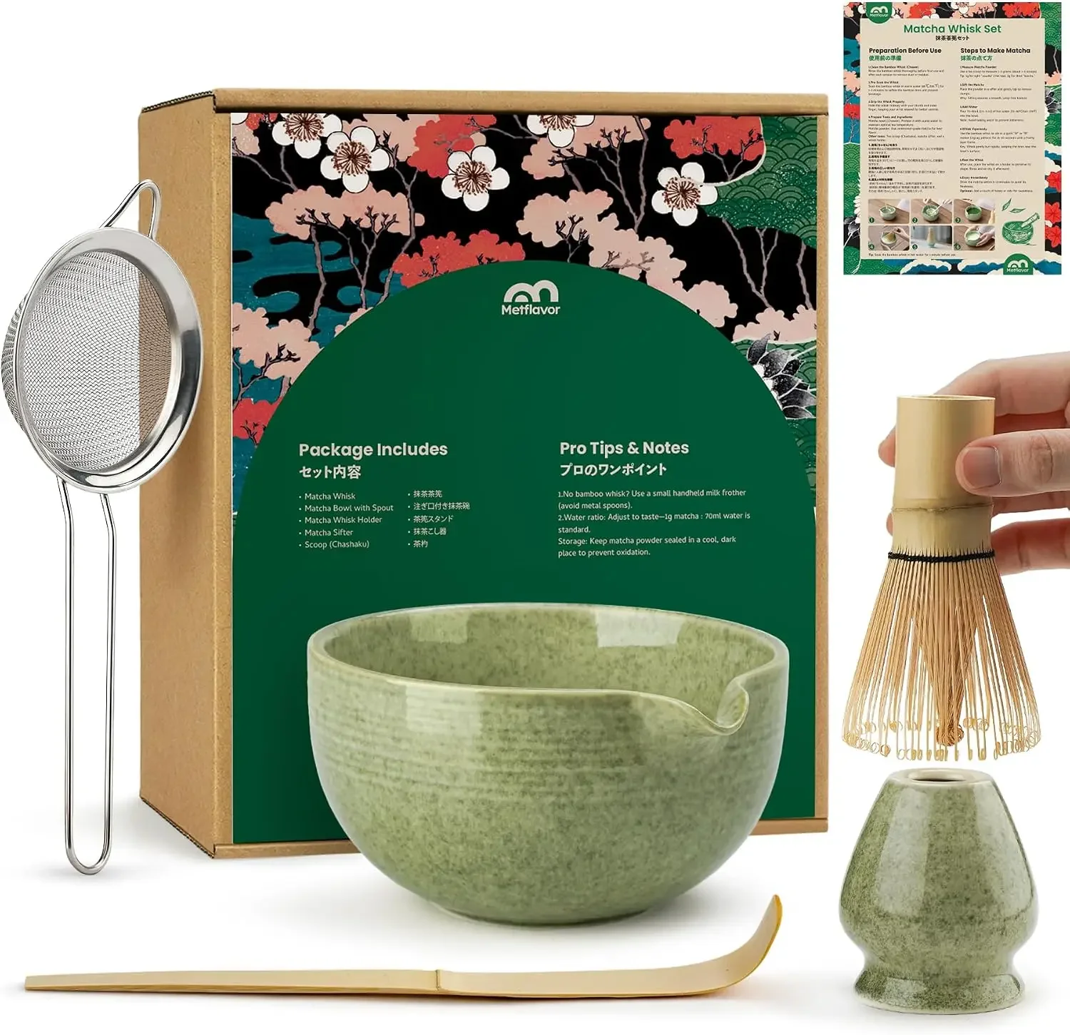 Matcha Whisk Set, Ceramic Bowl - Bamboo Whisk Chasen ulasan dan harga